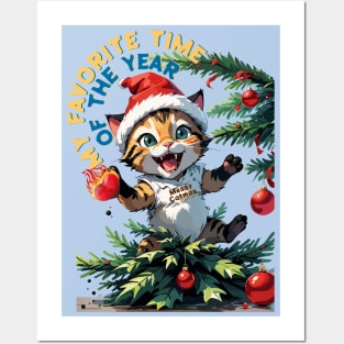 Messy Cat Christmas Posters and Art